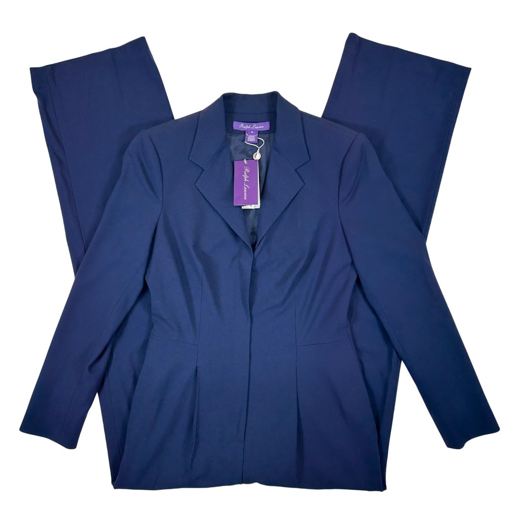 Ralph Lauren Purple Label Navy Blue Wool Blazer Jumpsuit NWT Size 10